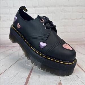 Dr. Martens 1461 Lace Up Quad Heart Leather Platform Shoes Women’s Size 7